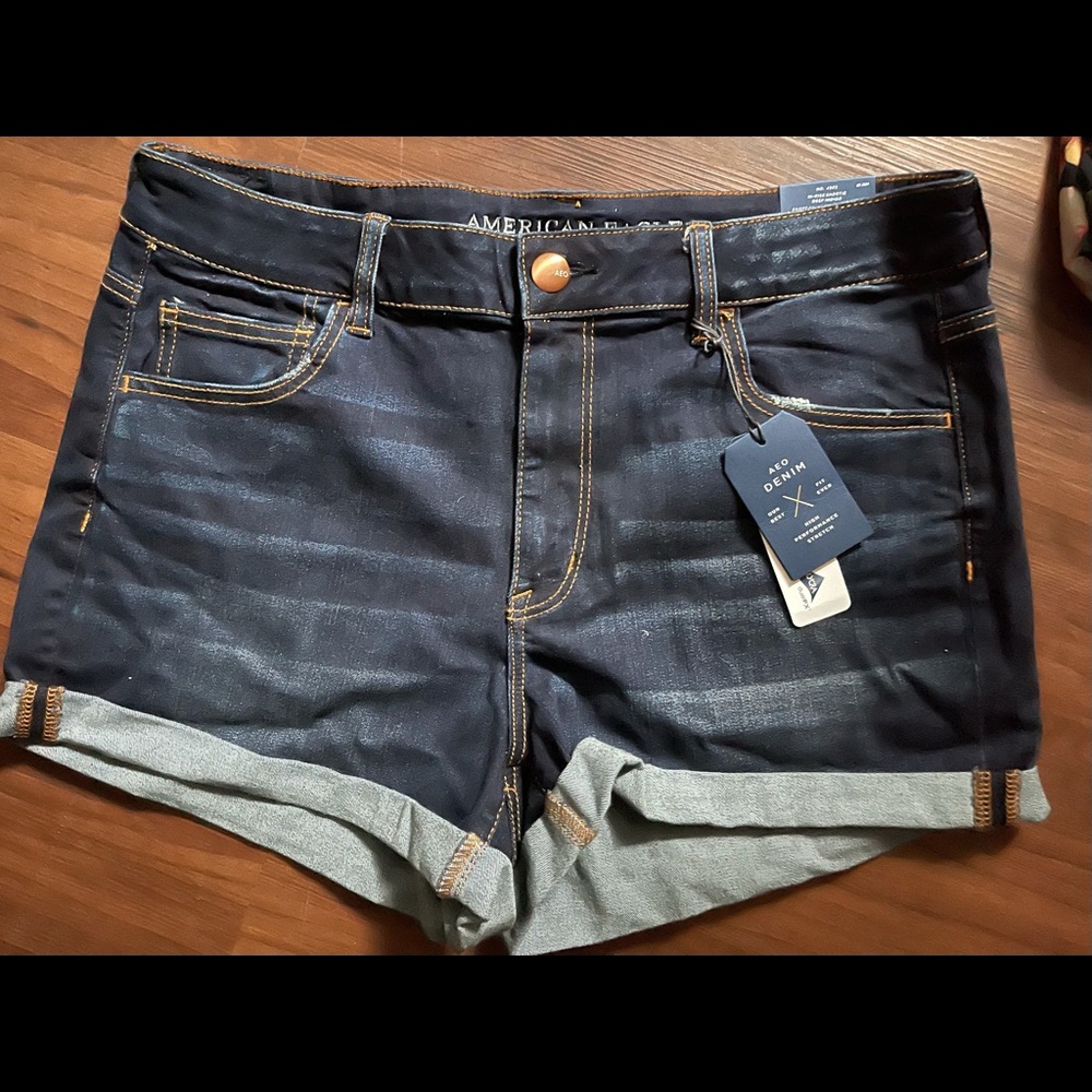 Tags on high rise shorts